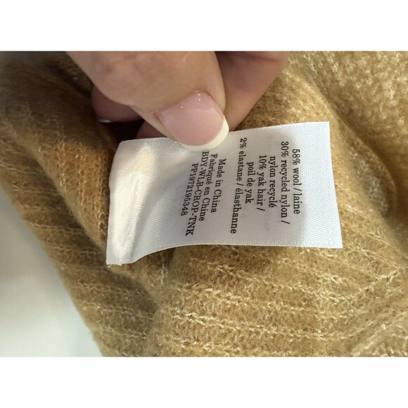 Everlane The Cozy Stretch Ribbed Crop Tank Top Tan Camel Medium NWT Wool Blend - Picture 9 of 10